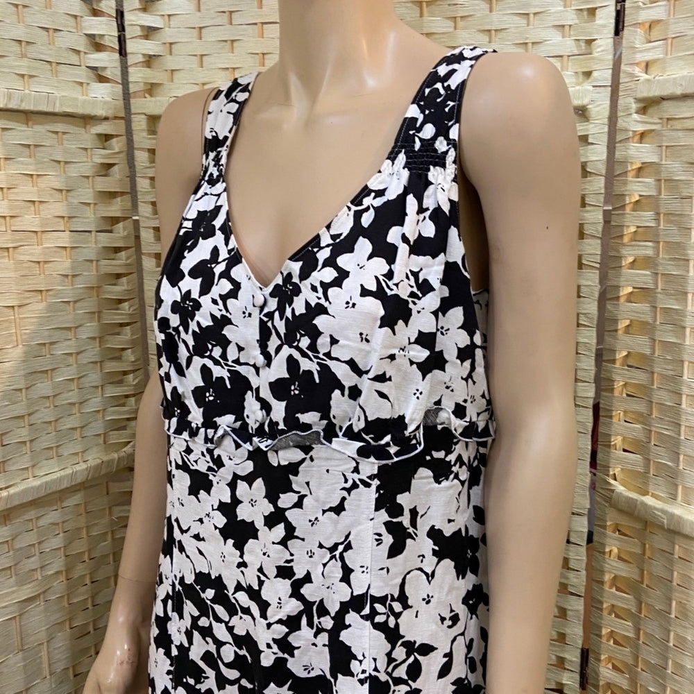 Villager Liz Claiborne, Black and White Floral Dress - Size 14