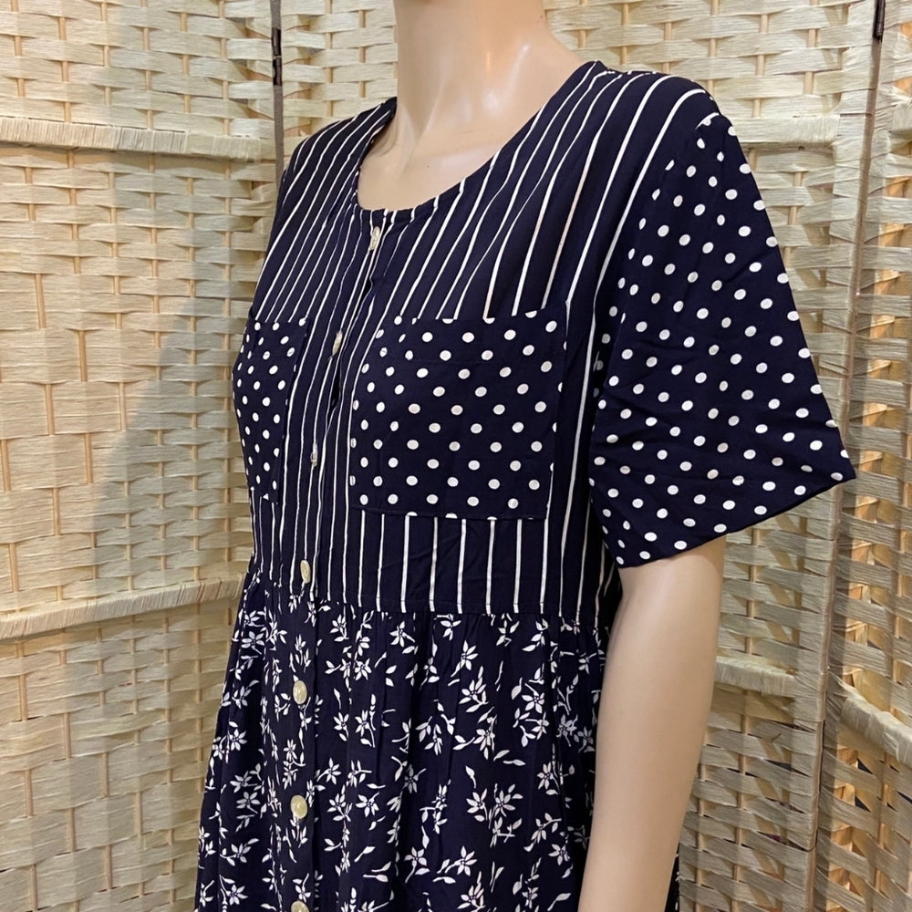 Michael K & Company, Patterned Blue Dress - Size M