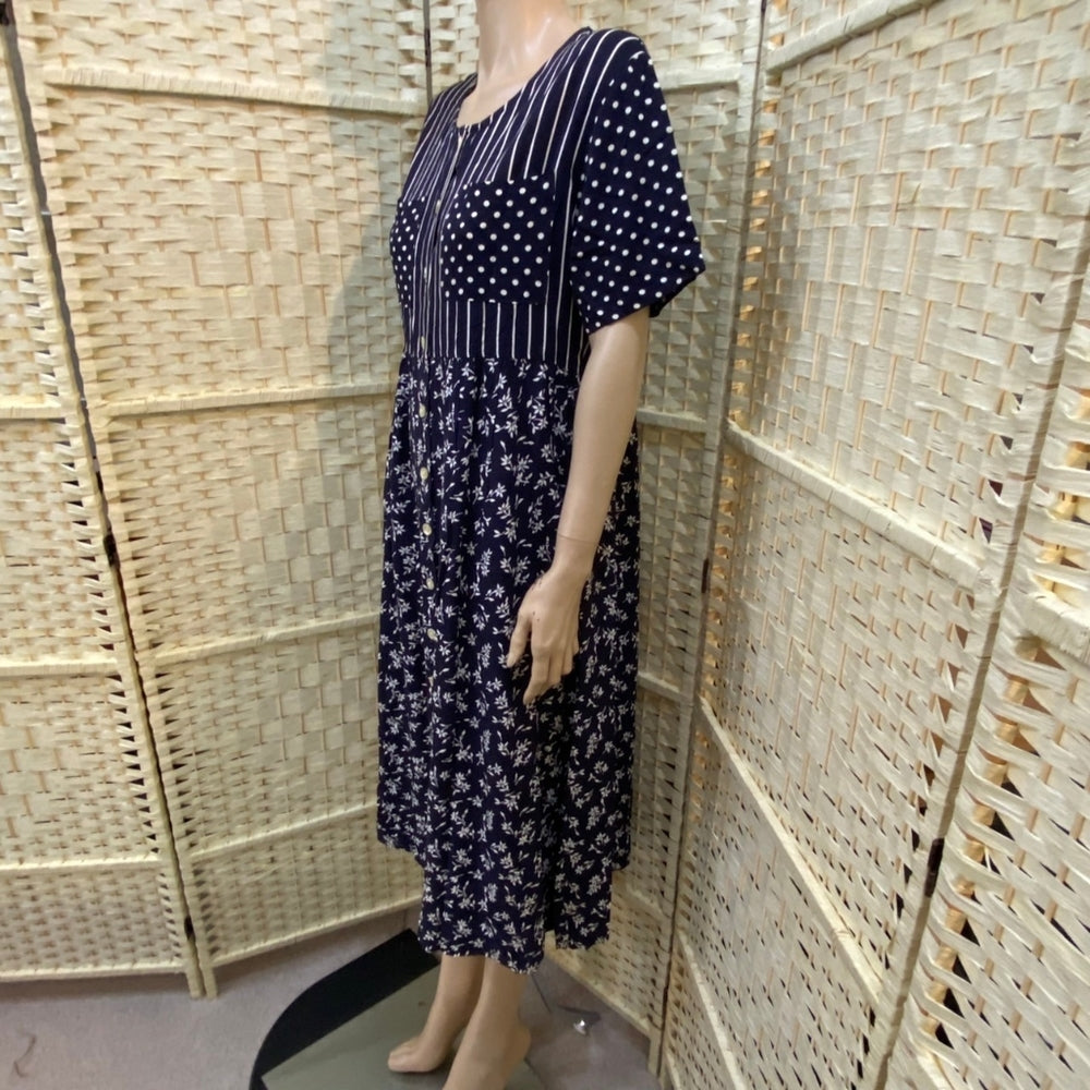 Michael K & Company, Patterned Blue Dress - Size M
