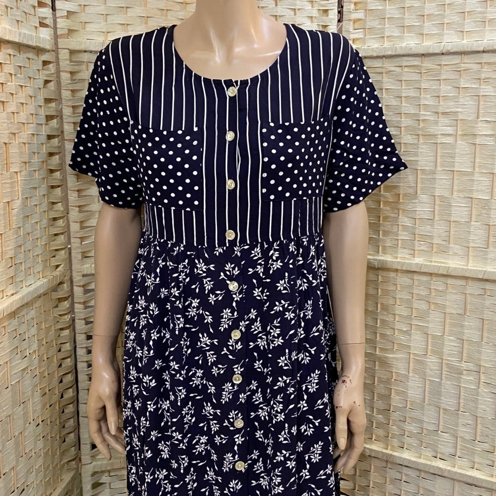 Michael K & Company, Patterned Blue Dress - Size M