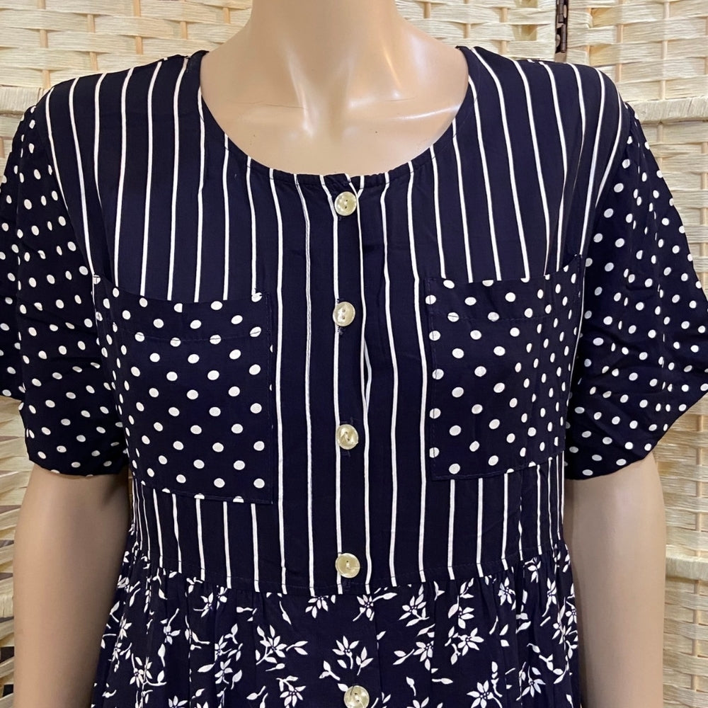 Michael K & Company, Patterned Blue Dress - Size M