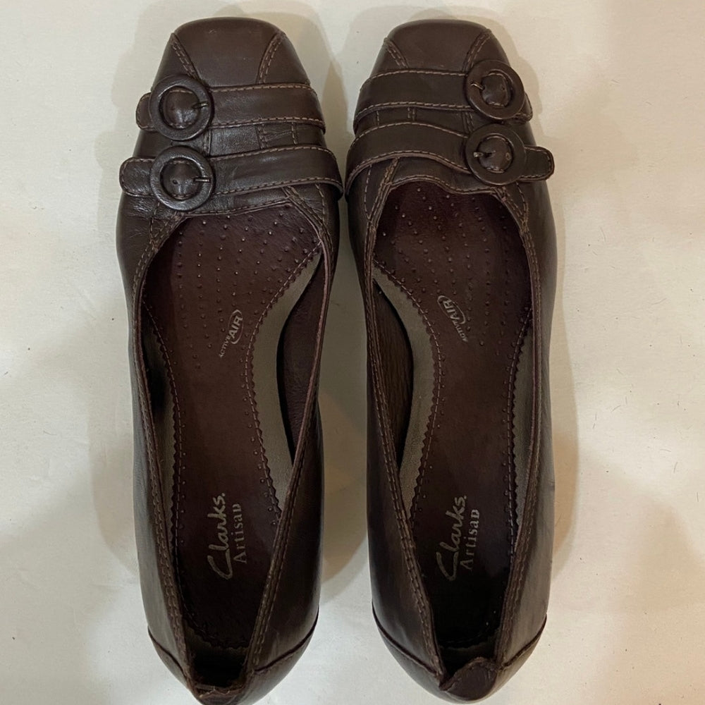 Clark's Artisan, Brown Leaather Low Heels - Size 9