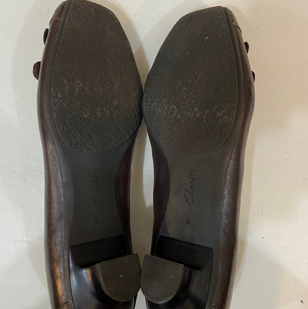 Clark's Artisan, Brown Leaather Low Heels - Size 9