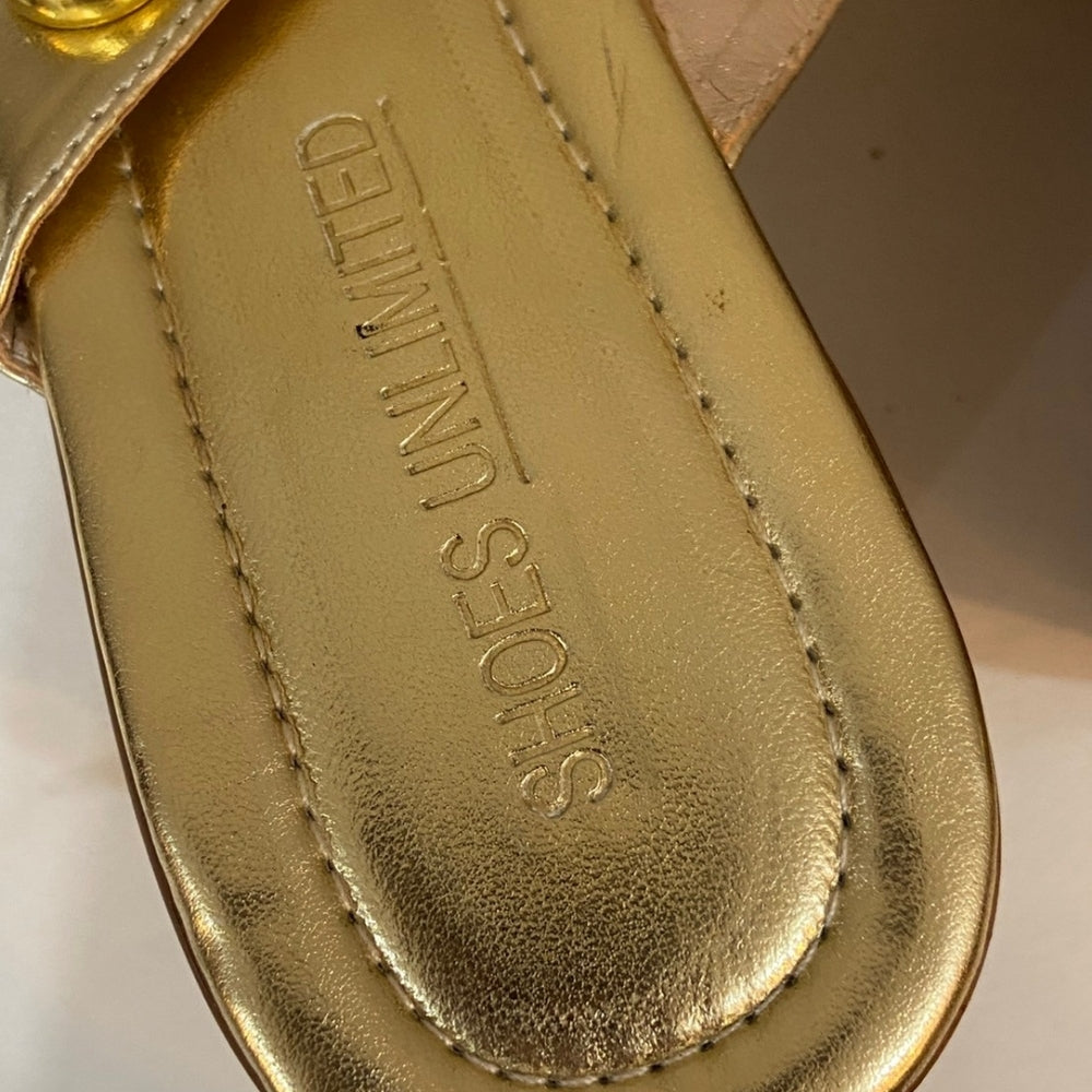 Shoes Unlimited, Gold Platform Sandals - Size 9