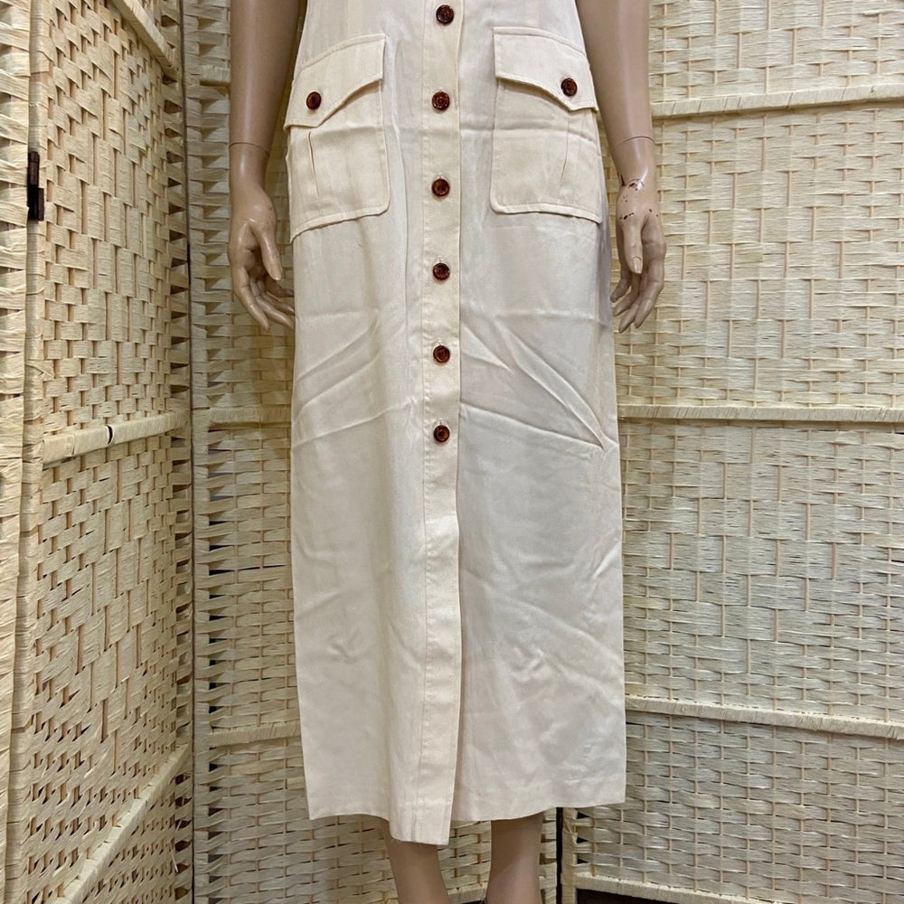 Dawn Joy Fashions, Vintage Cream Button Down Dress - Size 7-8