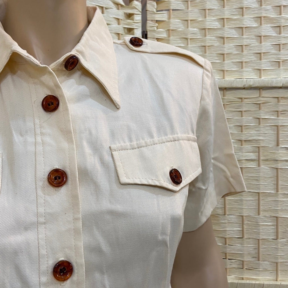Dawn Joy Fashions, Vintage Cream Button Down Dress - Size 7-8