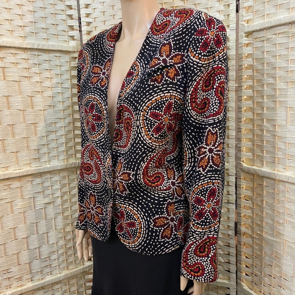 Weathervane, Black Blazer with Floral Design - Size 14