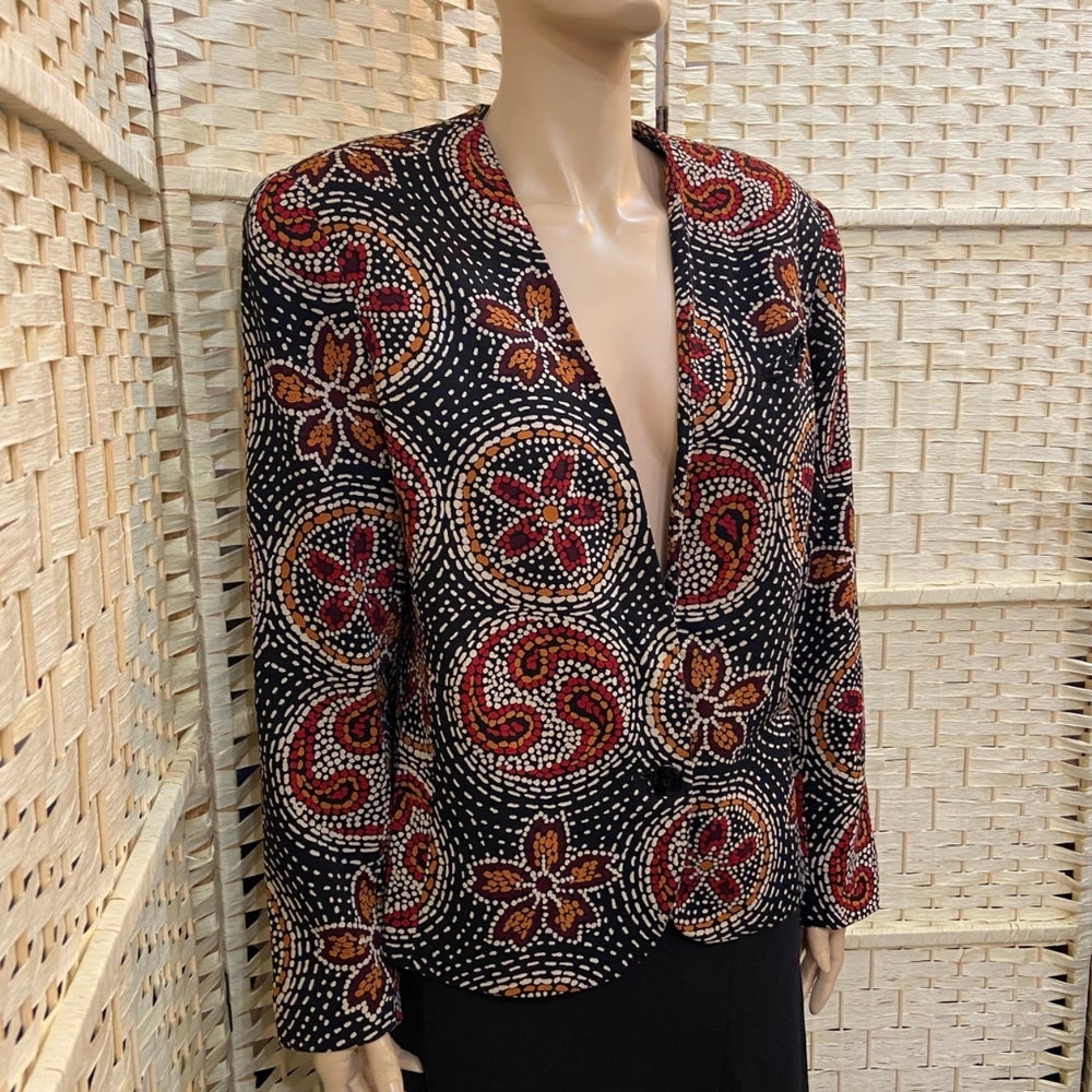 Weathervane, Black Blazer with Floral Design - Size 14