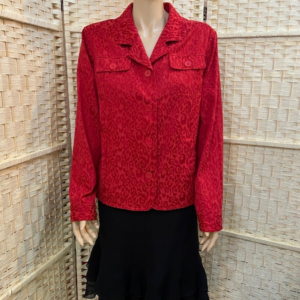 TanJay, Red Cheetah Print Blazer - Size 16