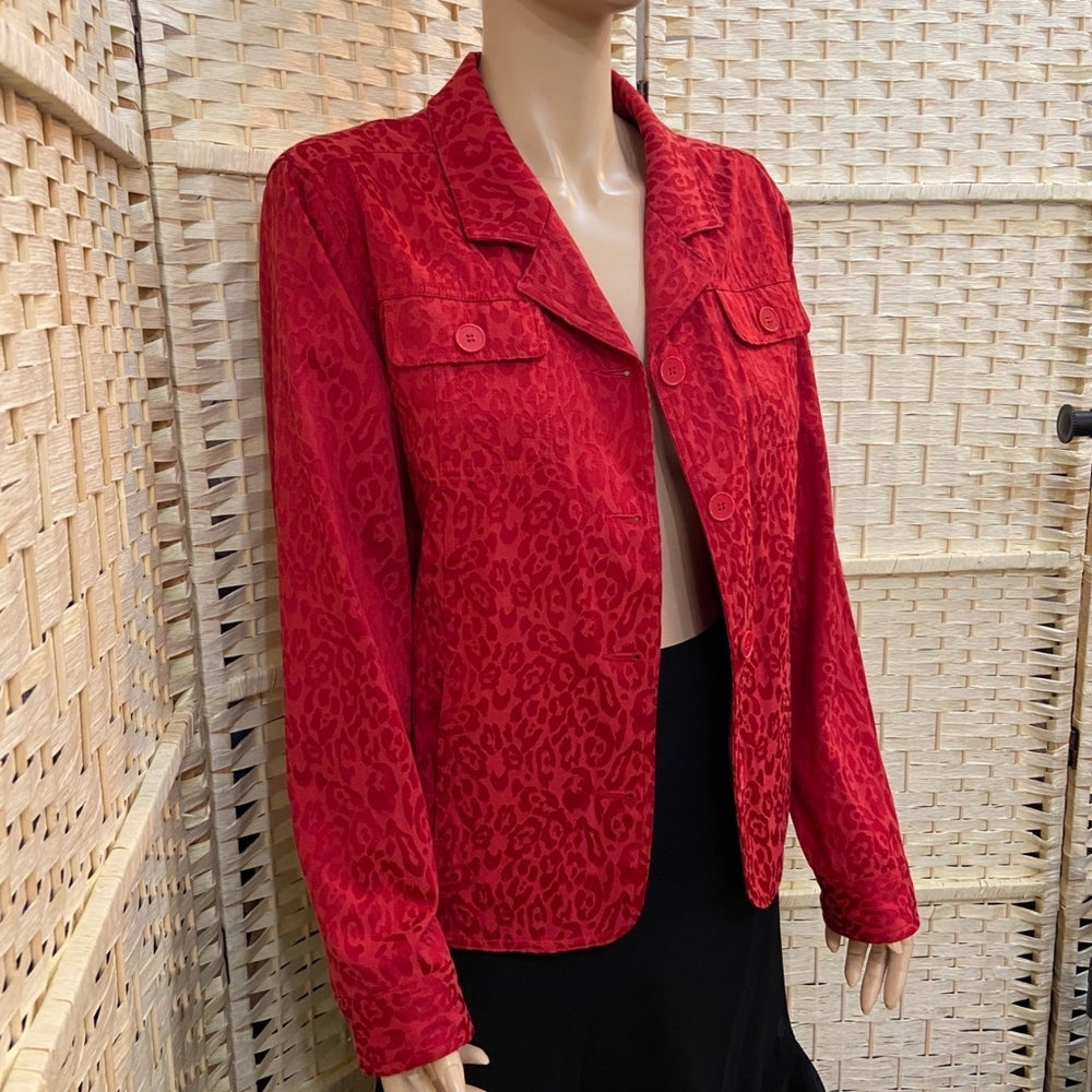 TanJay, Red Cheetah Print Blazer - Size 16