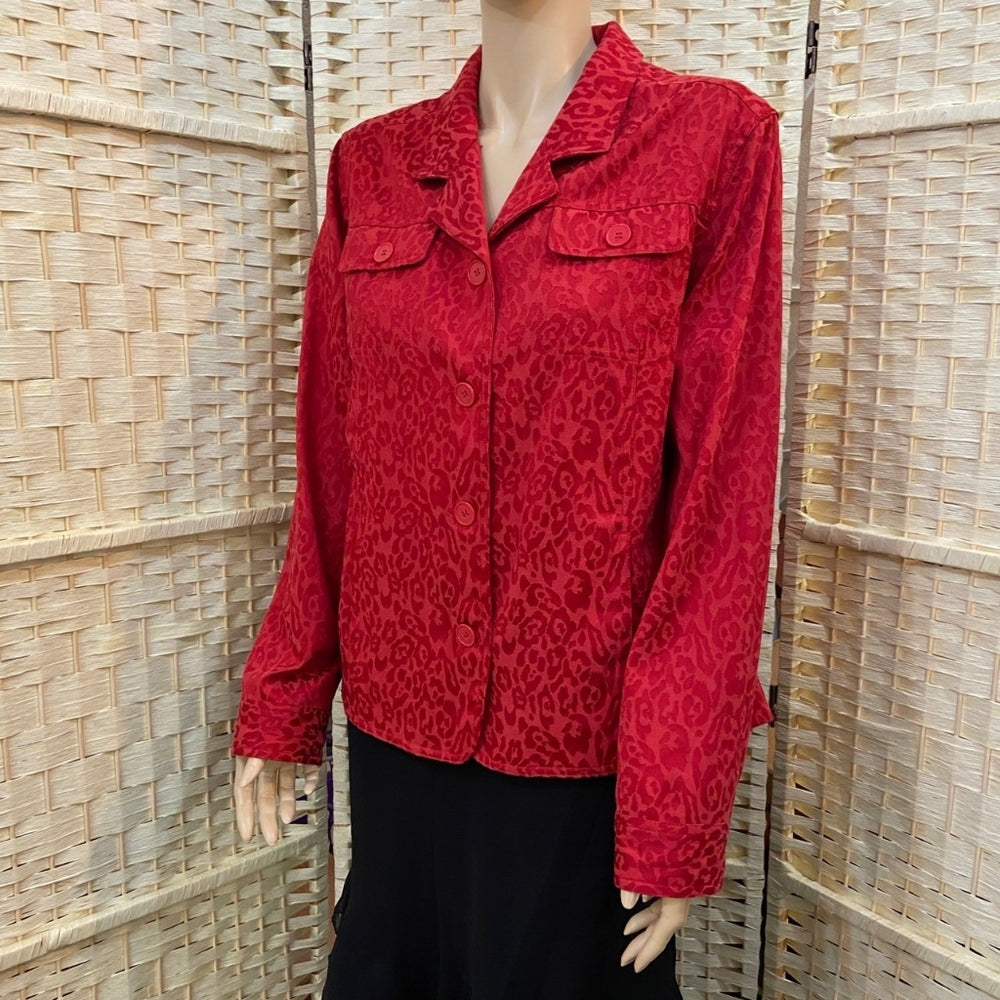 TanJay, Red Cheetah Print Blazer - Size 16