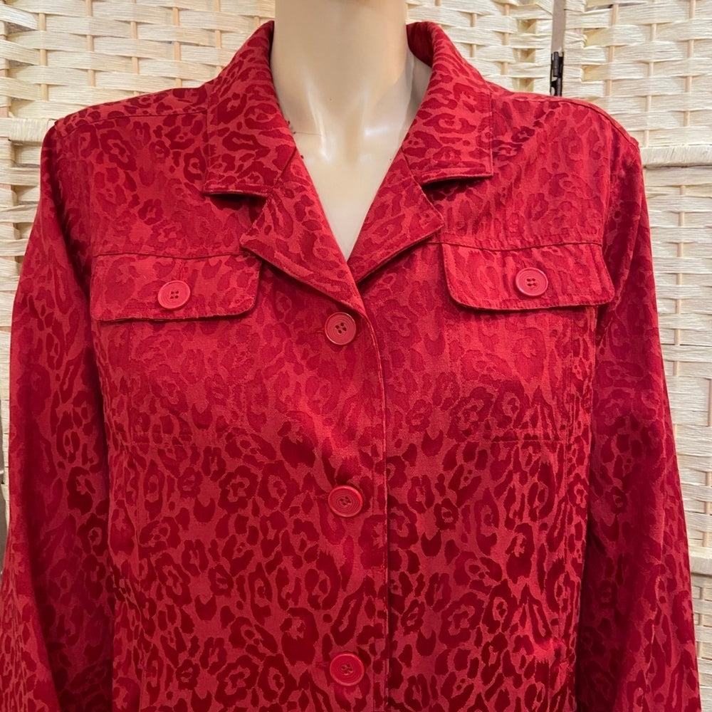 TanJay, Red Cheetah Print Blazer - Size 16
