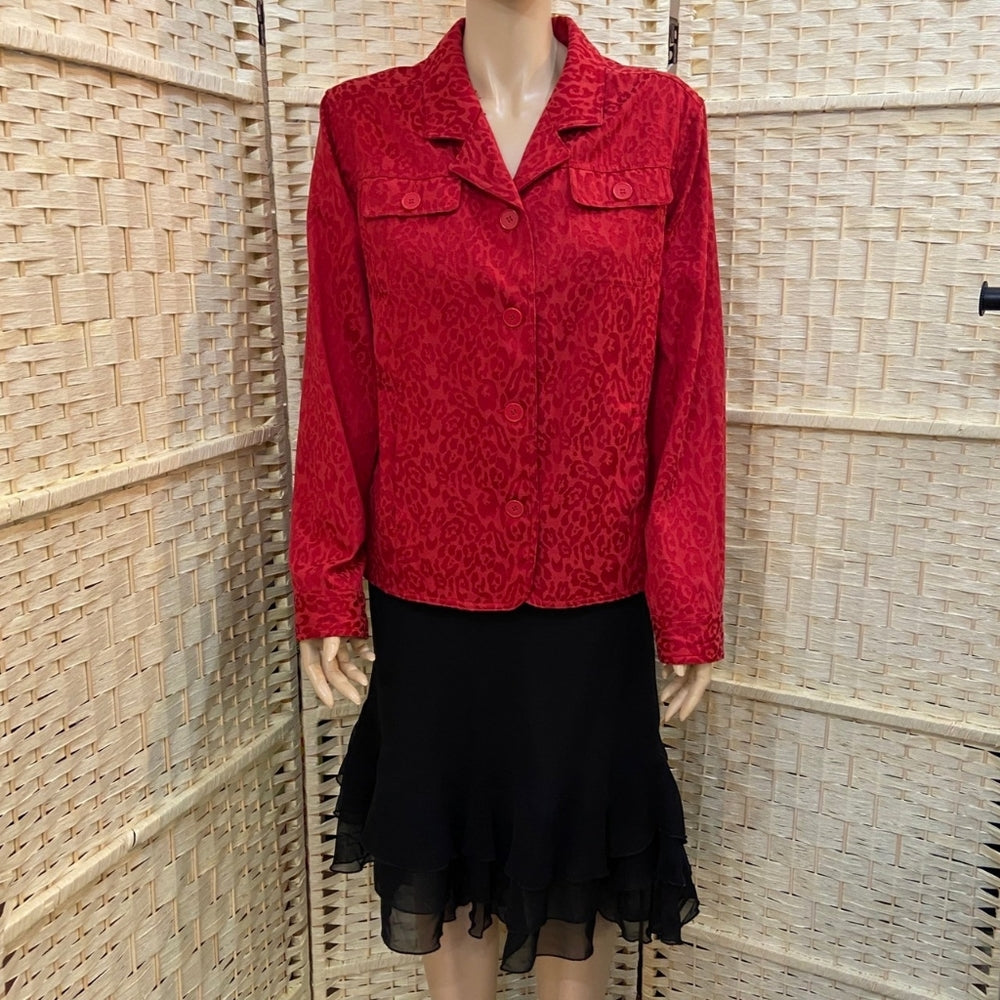 TanJay, Red Cheetah Print Blazer - Size 16