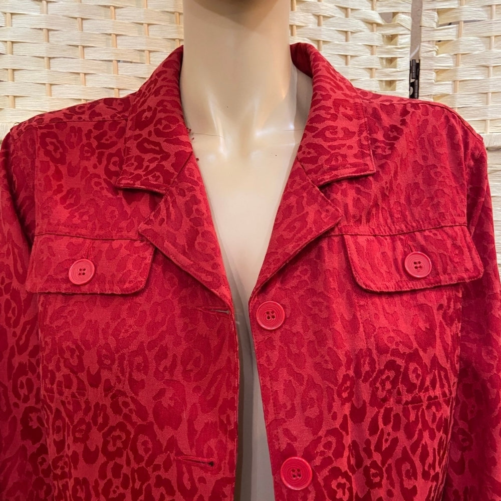 TanJay, Red Cheetah Print Blazer - Size 16