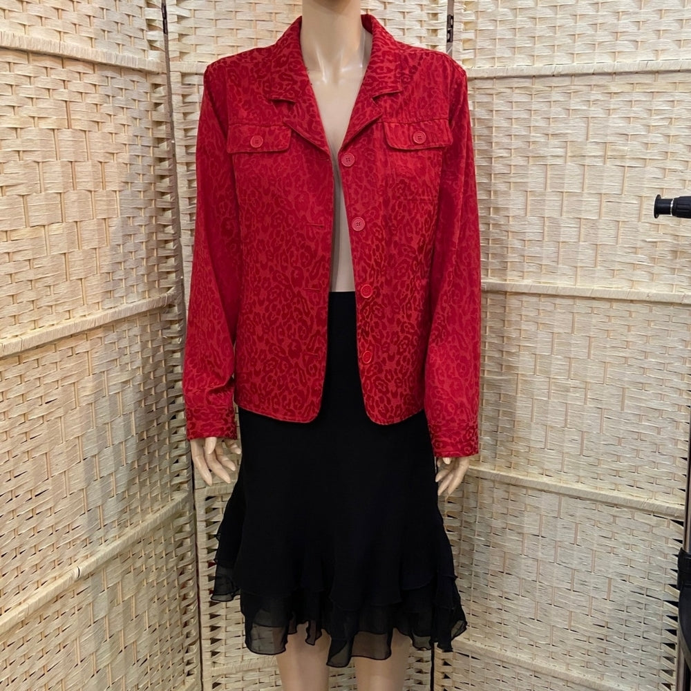 TanJay, Red Cheetah Print Blazer - Size 16