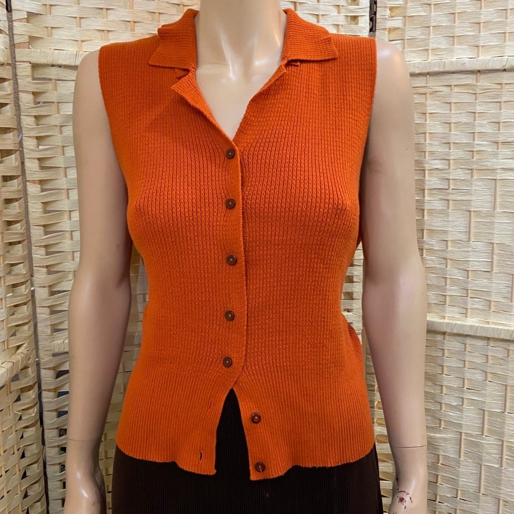 Liz Claiborne, Orange Sleeveless Top and Brown Skirt Outfit Set