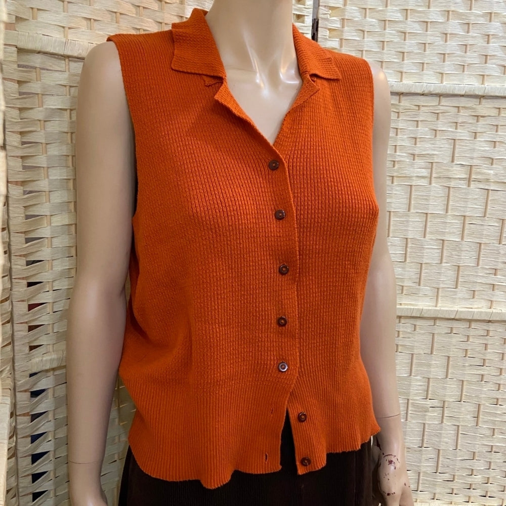 Liz Claiborne, Orange Sleeveless Top and Brown Skirt Outfit Set