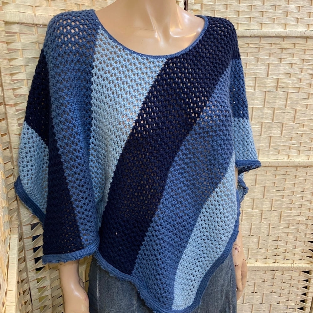 Vintage Blue Crochet Poncho