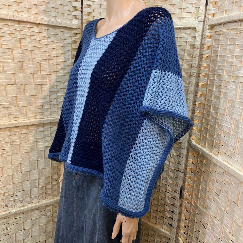Vintage Blue Crochet Poncho