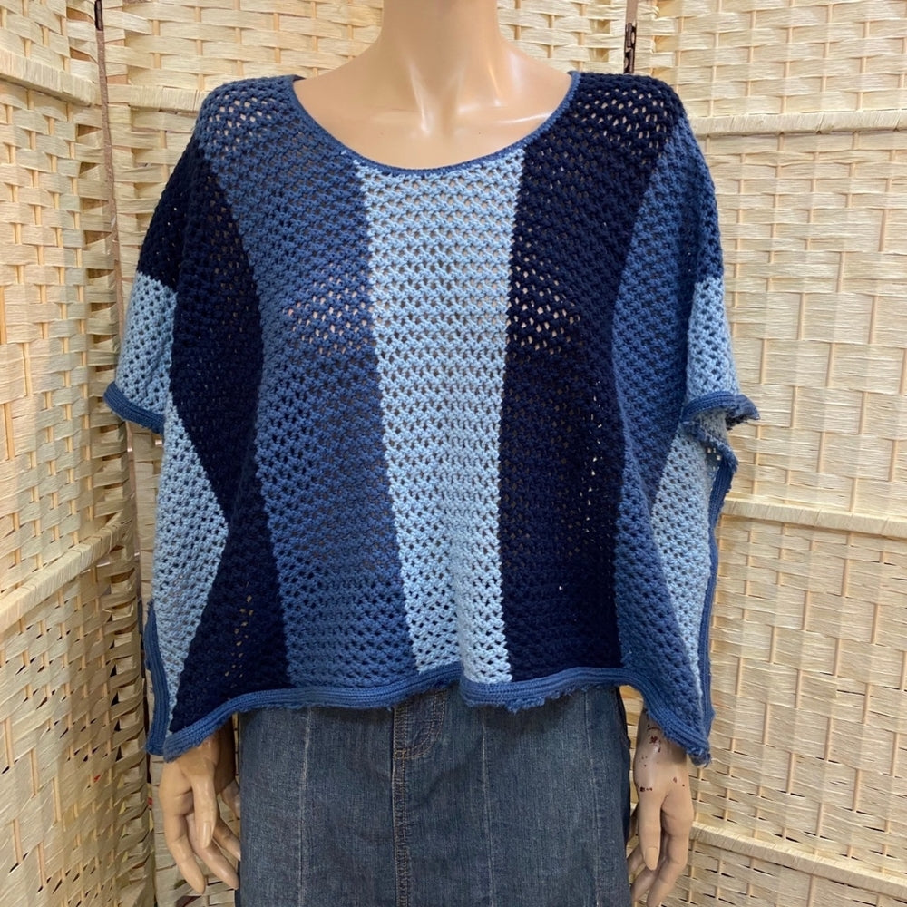 Vintage Blue Crochet Poncho