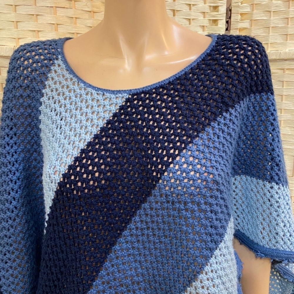 Vintage Blue Crochet Poncho