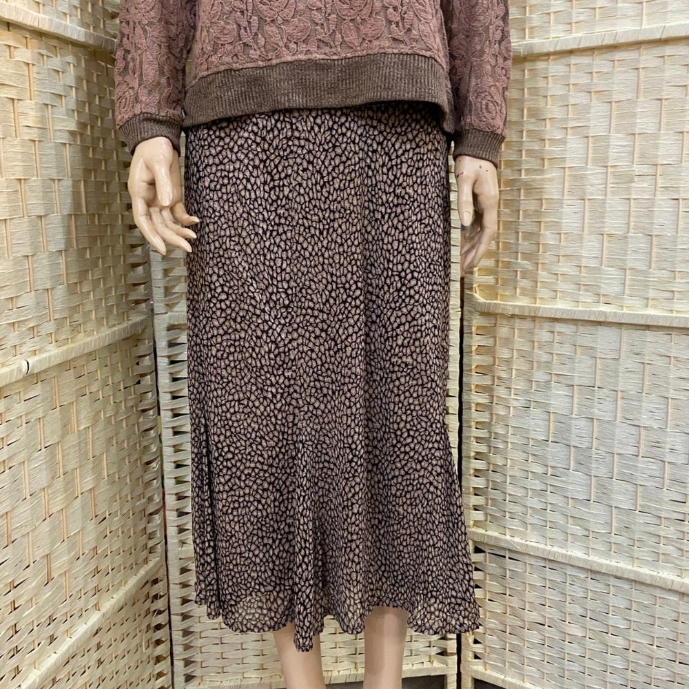 JH Collectibles, Tan and Black Print Skirt - Size L