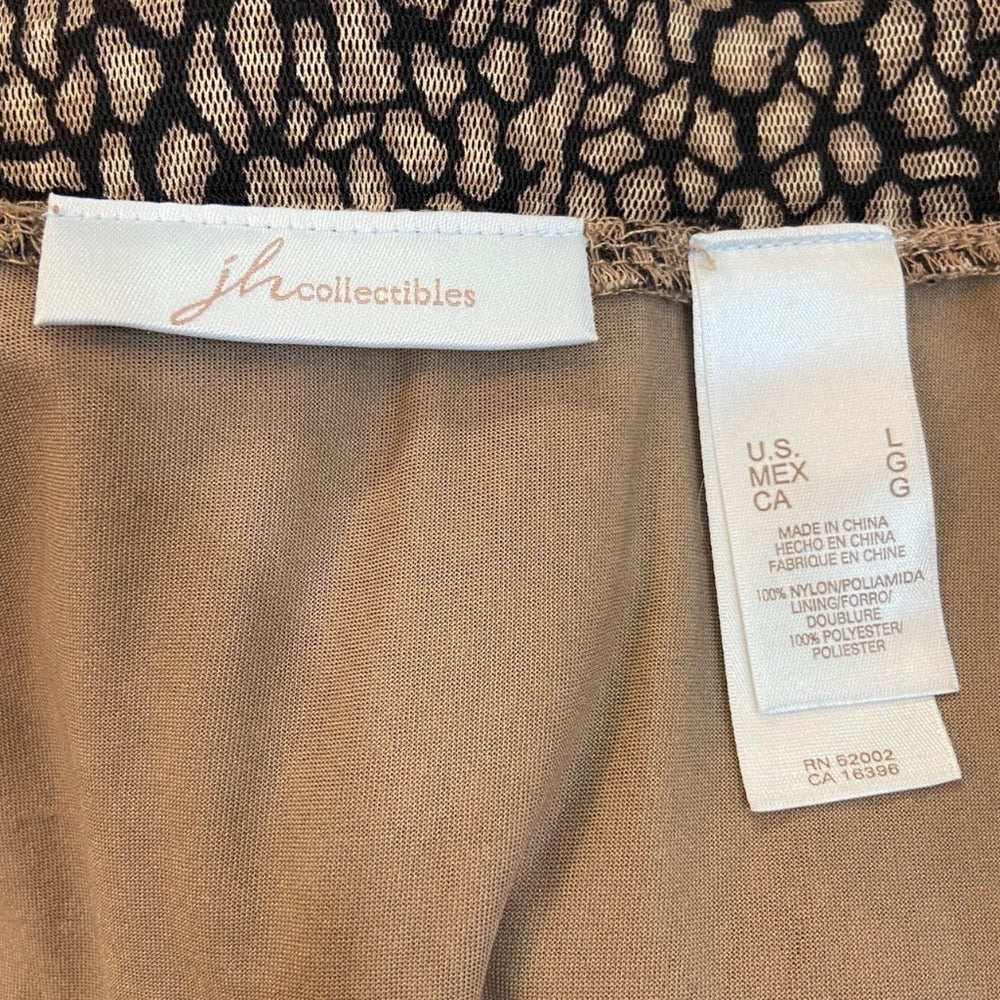 JH Collectibles, Tan and Black Print Skirt - Size L
