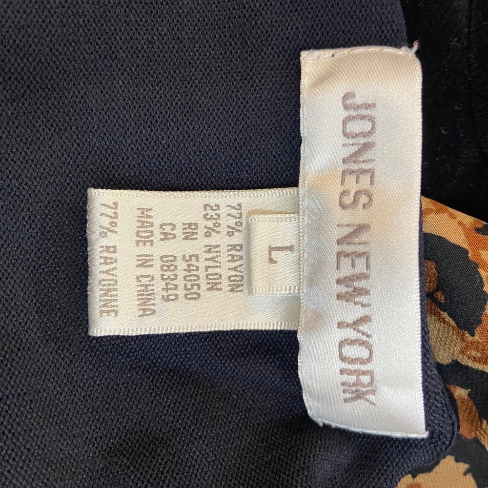 Jones New York, Navy Blue High Neck Sleeveless Top - Size L