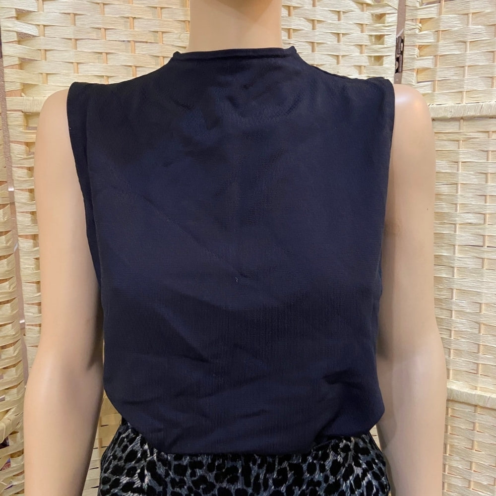 Jones New York, Navy Blue High Neck Sleeveless Top - Size L