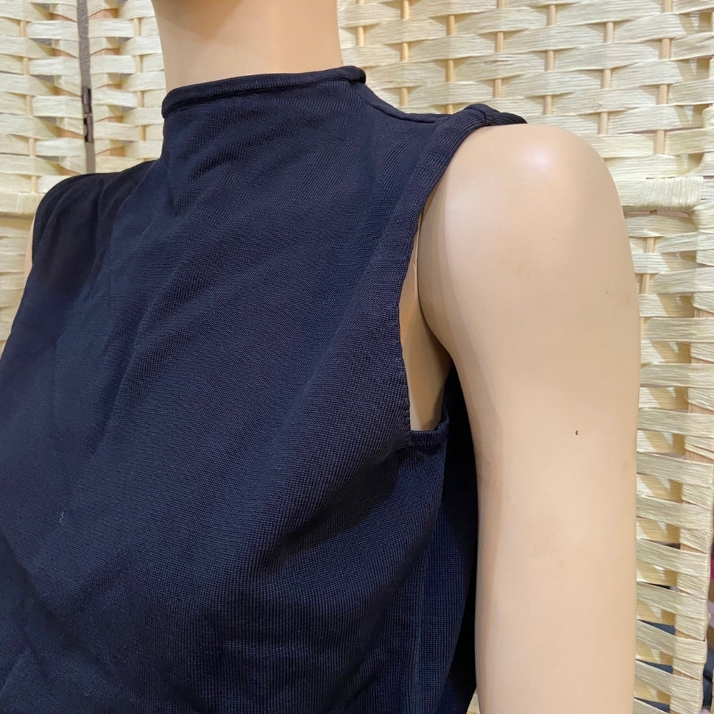 Jones New York, Navy Blue High Neck Sleeveless Top - Size L