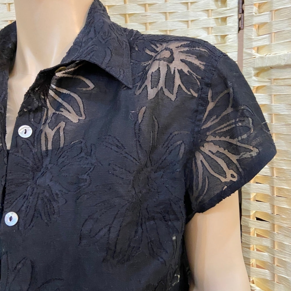 Half Moon Bay, Black Lacy See Through Blouse - Size S
