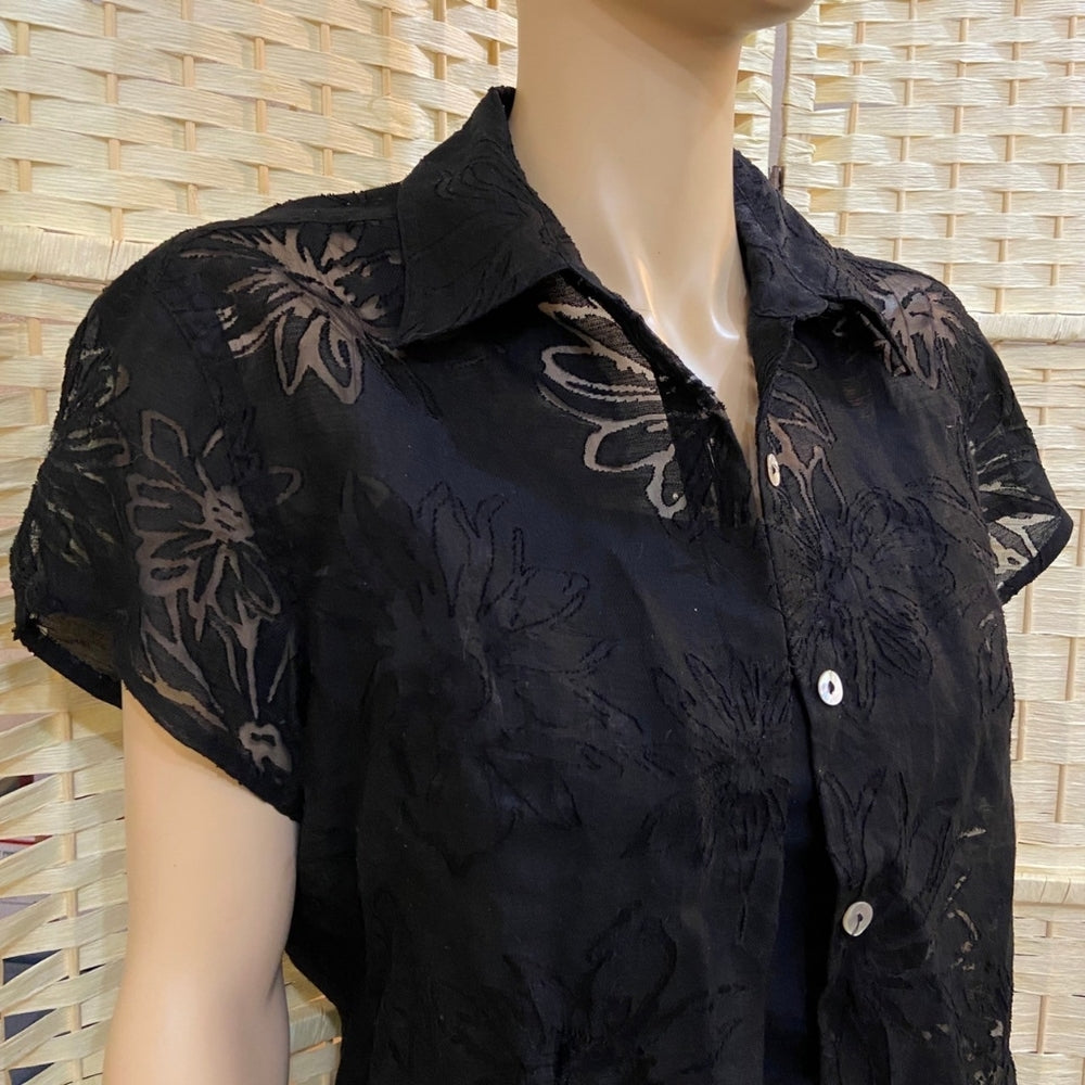 Half Moon Bay, Black Lacy See Through Blouse - Size S