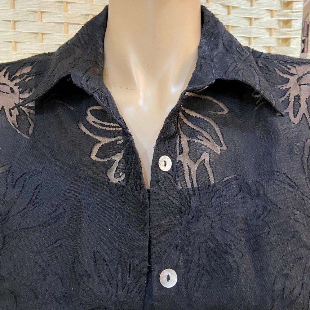 Half Moon Bay, Black Lacy See Through Blouse - Size S