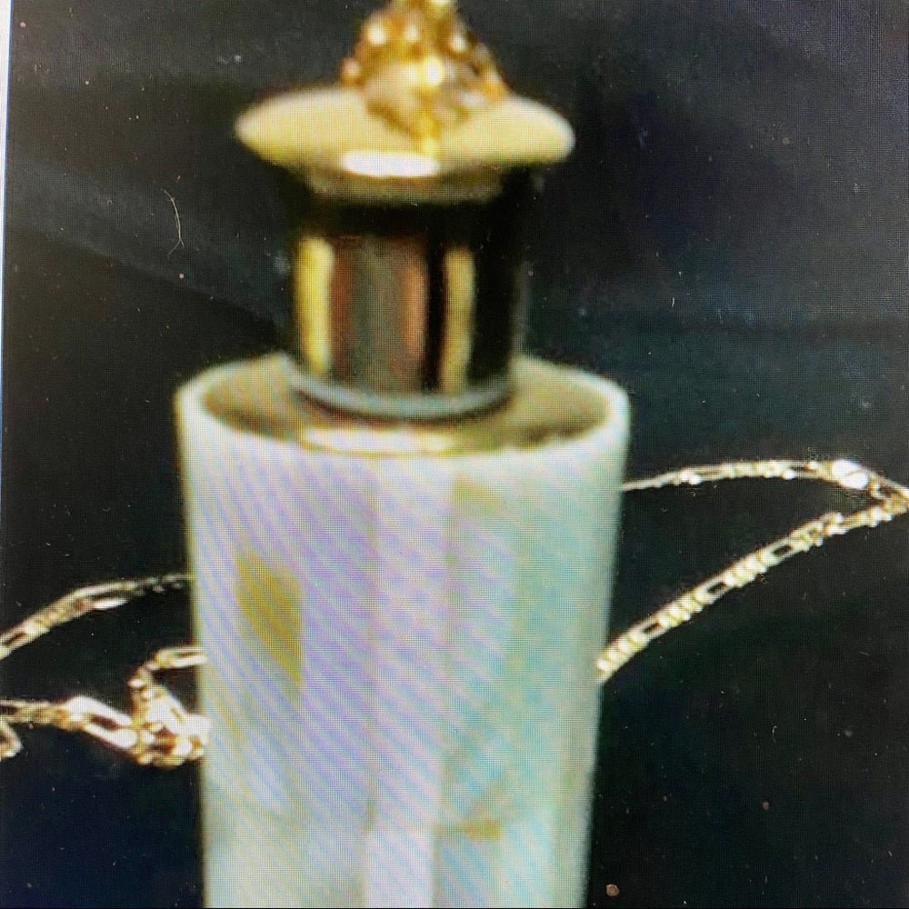 Vintage Mother of Pearl Perfume Bottle -Pendant -20in 18KGF Chain Necklace