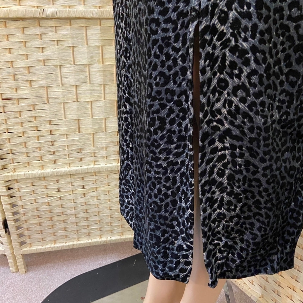 3pc Black Lacy See Through and Silver Blue Cheetah Print Skirt Outfit Set
