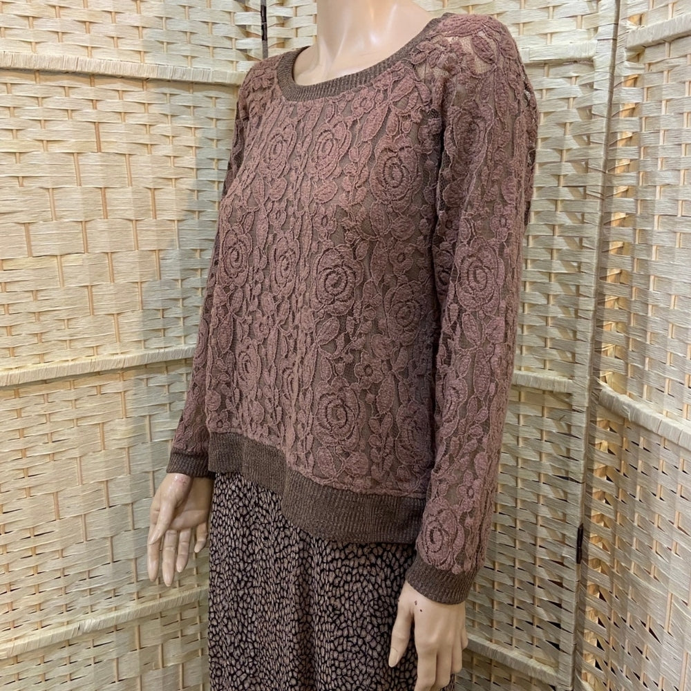 RXB, Brown Lace Sweater and JH Collectibles, Tan Print Skirt Outfit Set