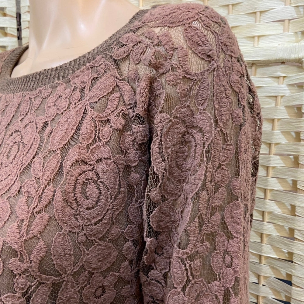 RXB, Brown Lace Sweater and JH Collectibles, Tan Print Skirt Outfit Set