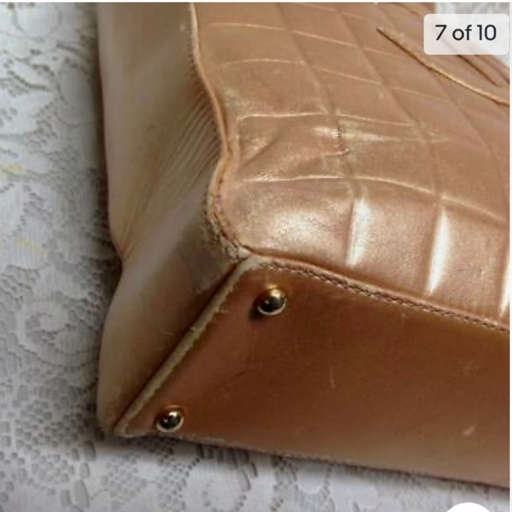 Authentic Chanel Gold Lambskin Chico Bar Handbag 11.5in x 11in x 3in