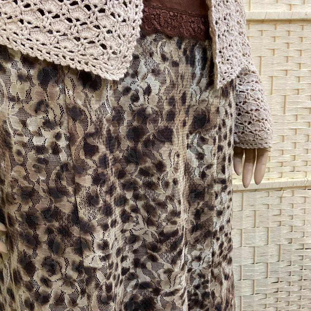 3pc Brown and Tan Lace Outfit Set