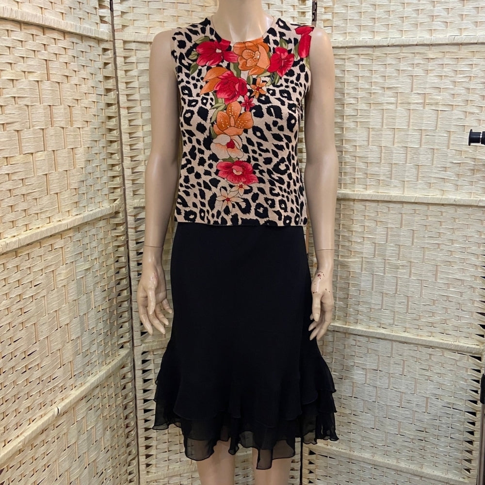 Elizabeth New York, Cheetah Print Sleeveless Top - Size L