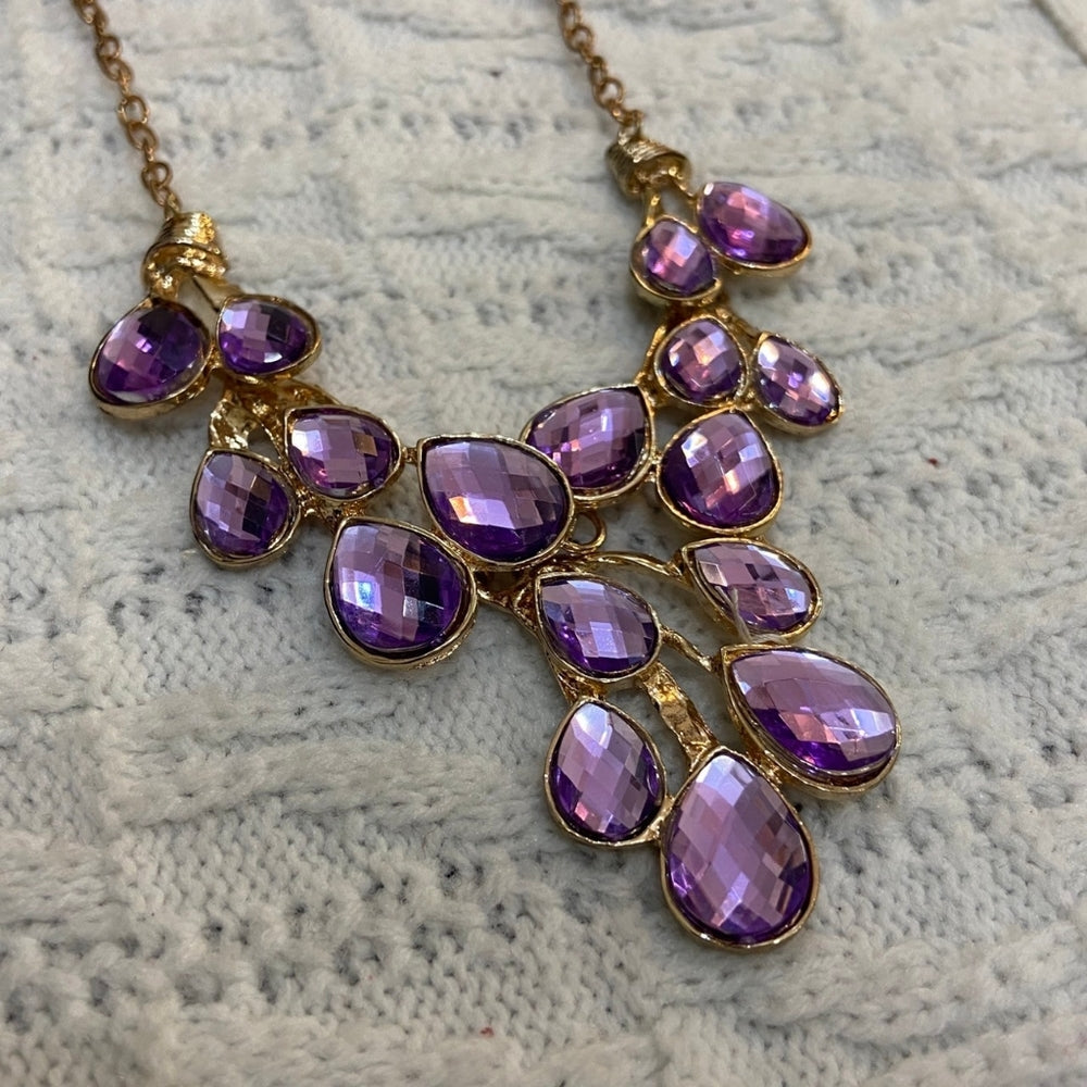 Purple Faux Gemstone Gold Tone Necklace