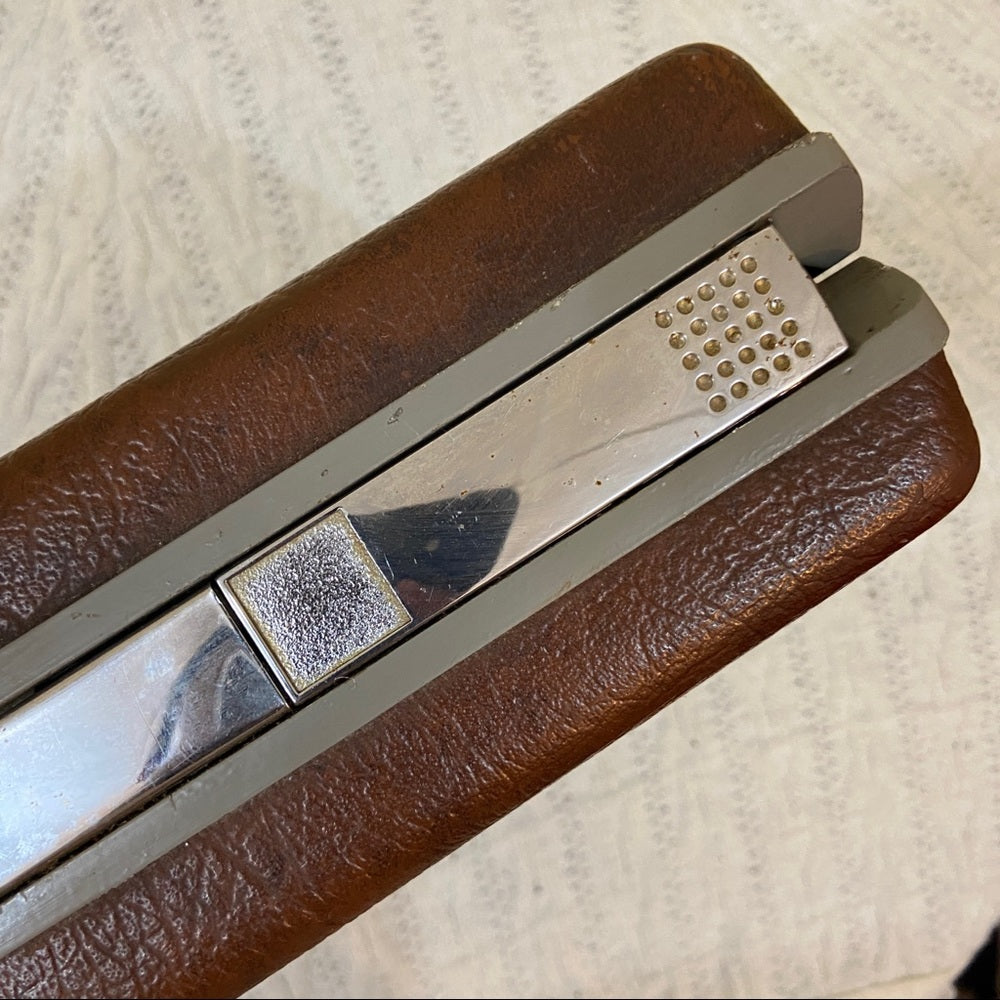 Vintage 1950s Samsonite Lock Coded, Brown Fiberglass Briefcase 18in x 12.5in