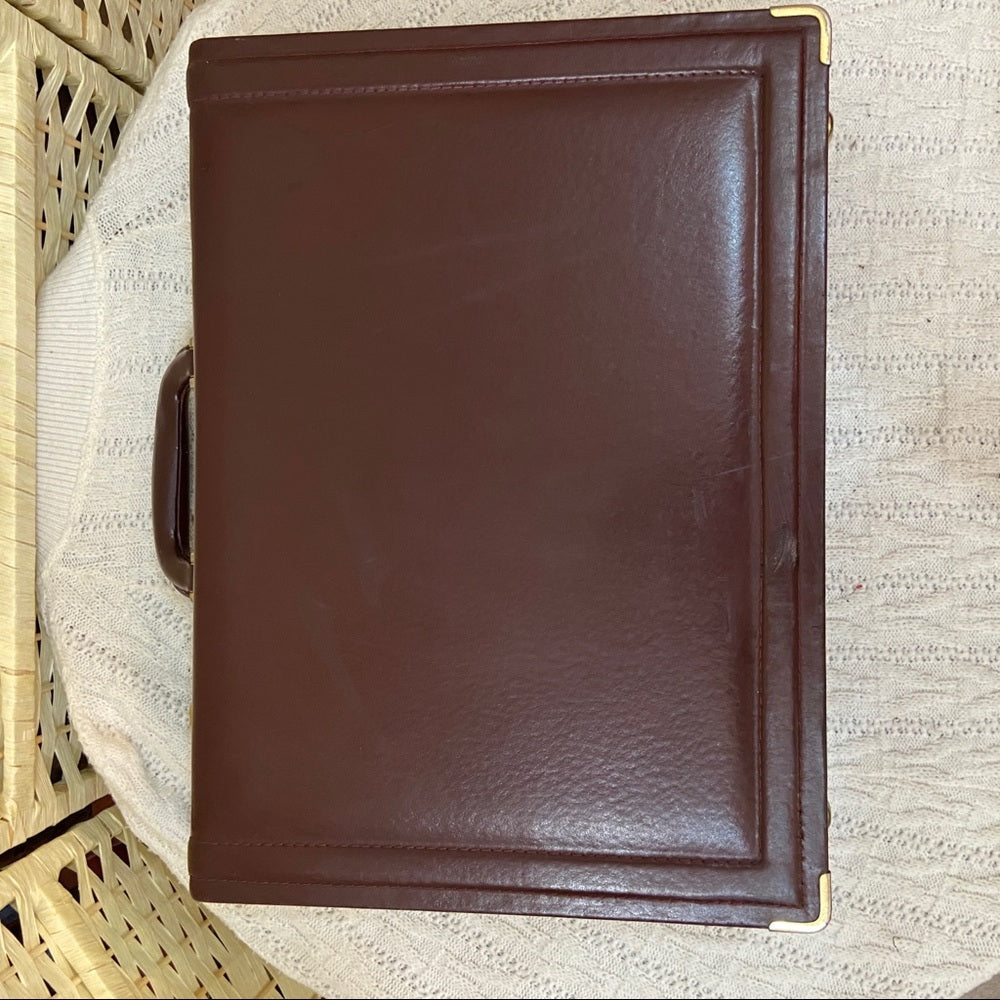 Vintage Airway Burgundy Leather Briefcase with Coded Lock 18in x 13in x 3in
