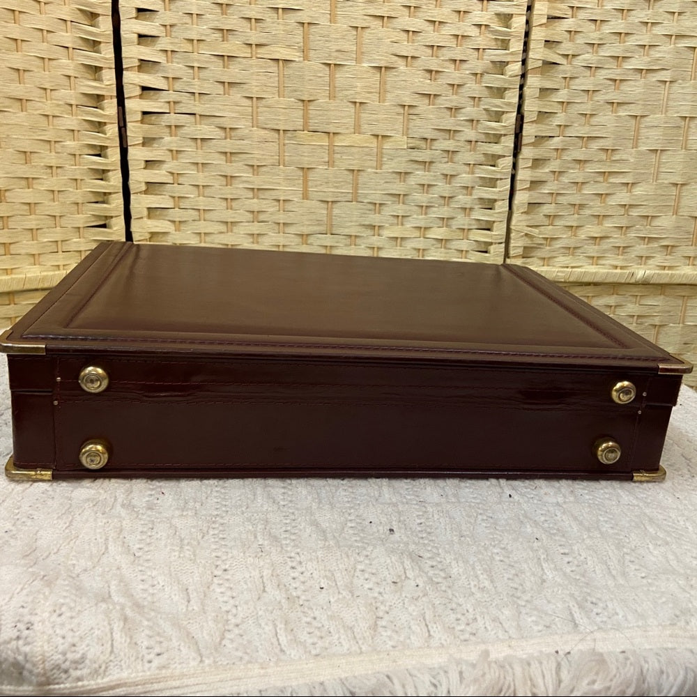 Vintage Airway Burgundy Leather Briefcase with Coded Lock 18in x 13in x 3in