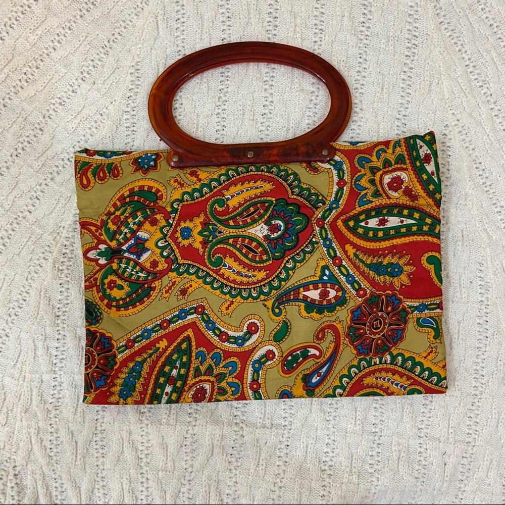 Vintage, Psychedelic Folding Handbag Tote