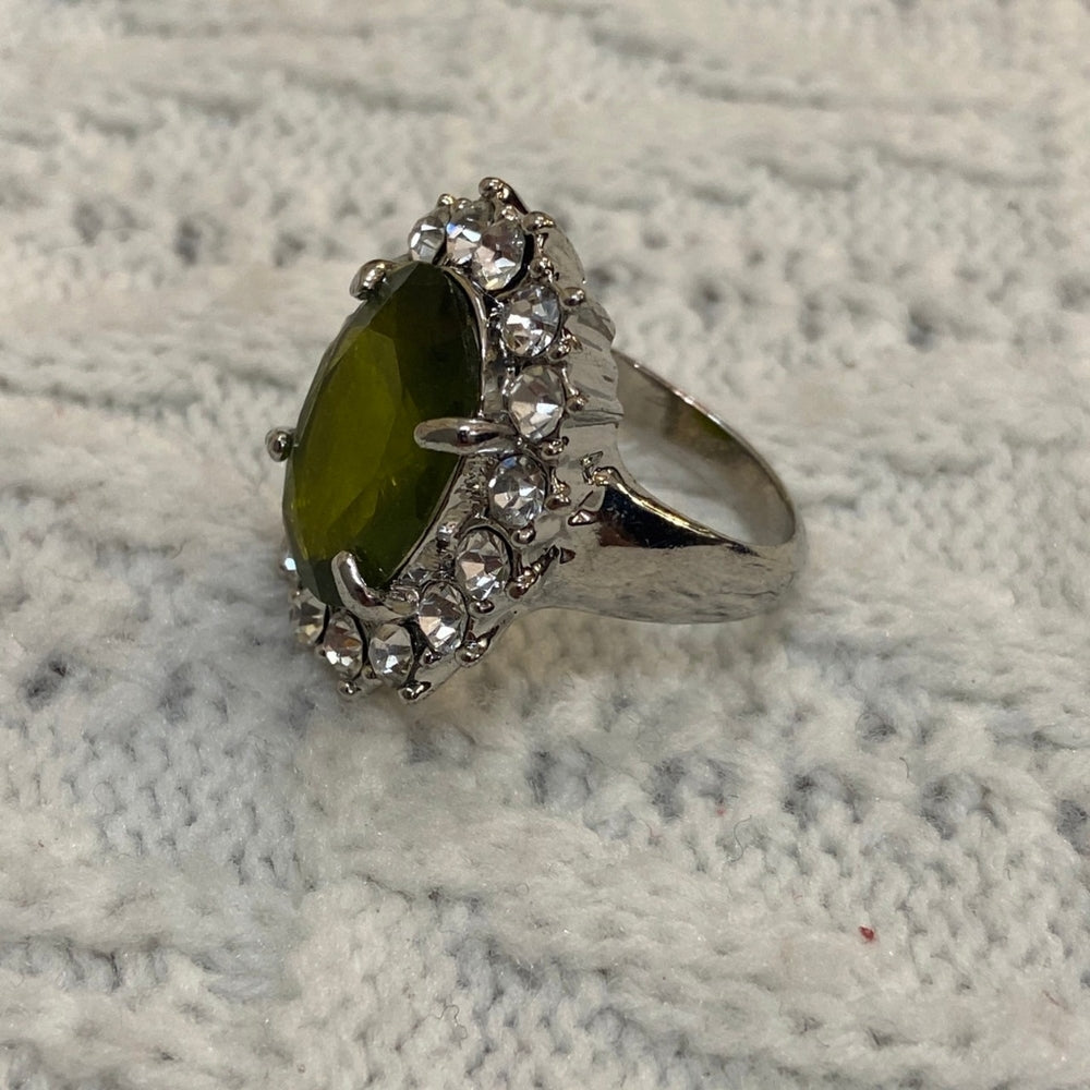 Green Peridot Princess Ring- Size 10