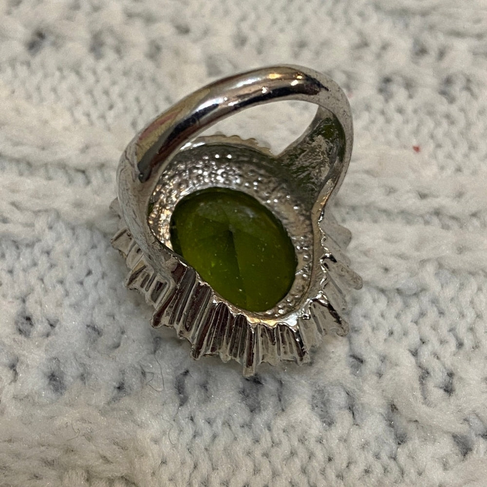 Green Peridot Princess Ring- Size 10