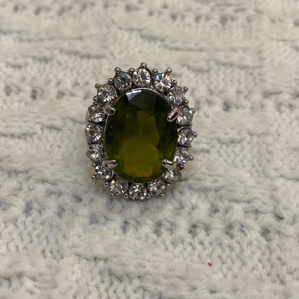 Green Peridot Princess Ring- Size 10