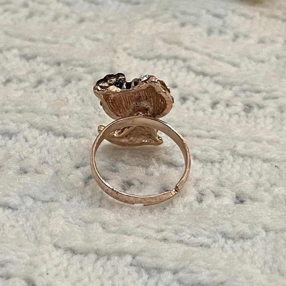 Gold Tone Kitty Adjustable Ring