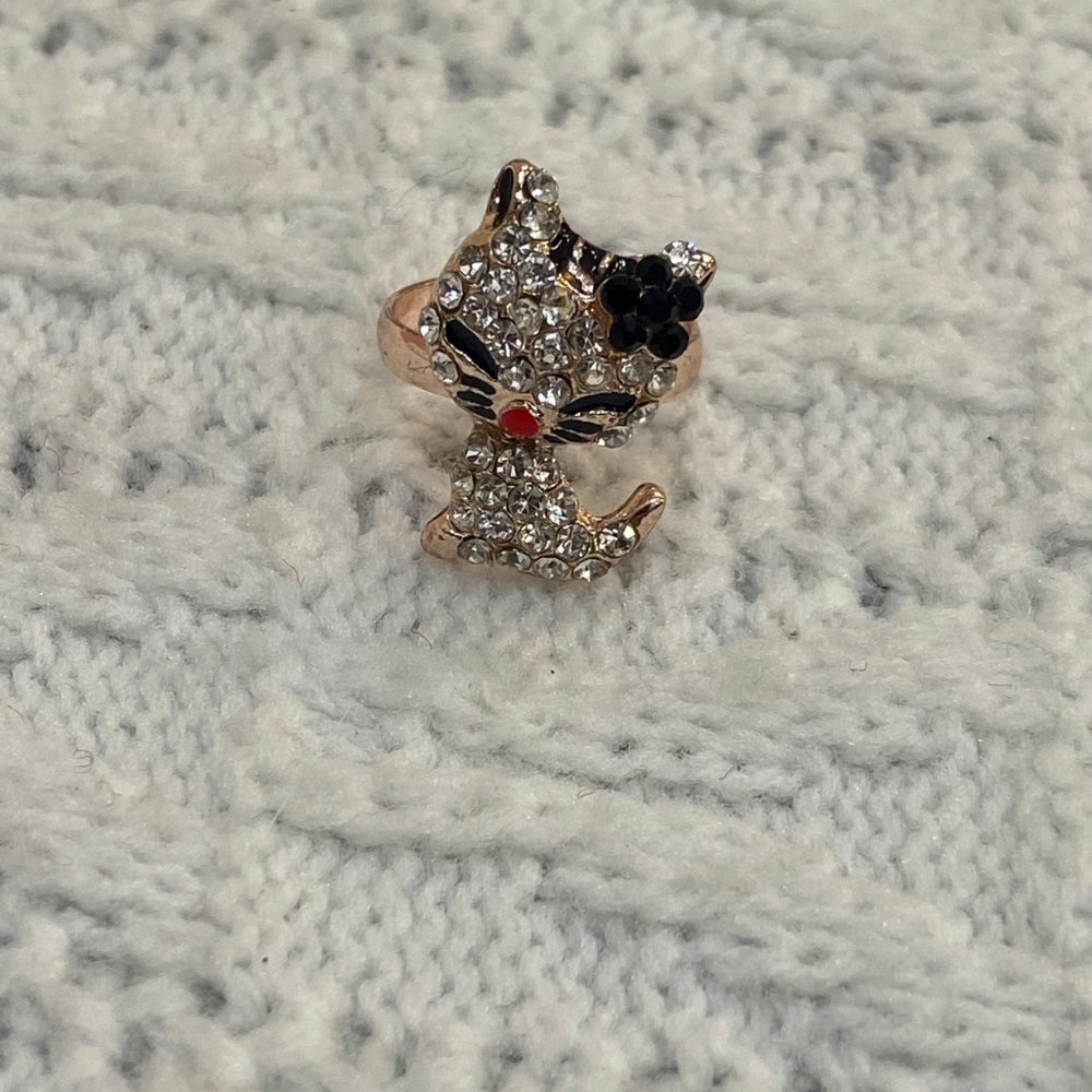 Gold Tone Kitty Adjustable Ring
